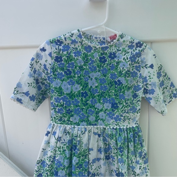 VINTAGE 70s BLUE GREEN FLORAL PRINT GRAPHIC DRESS SIZE 3T - Picture 3 of 6
